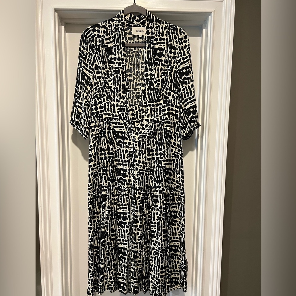 ba&sh Black and White V-neck Sundress